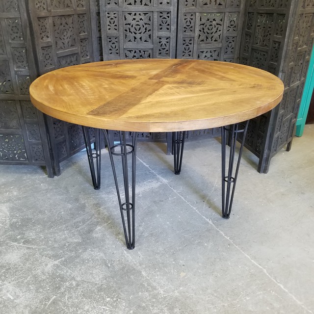 Industrial Round Dining Table Nadeau Charlotte