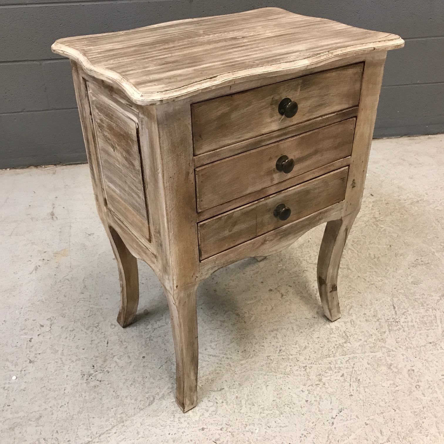 three drawer bedside table