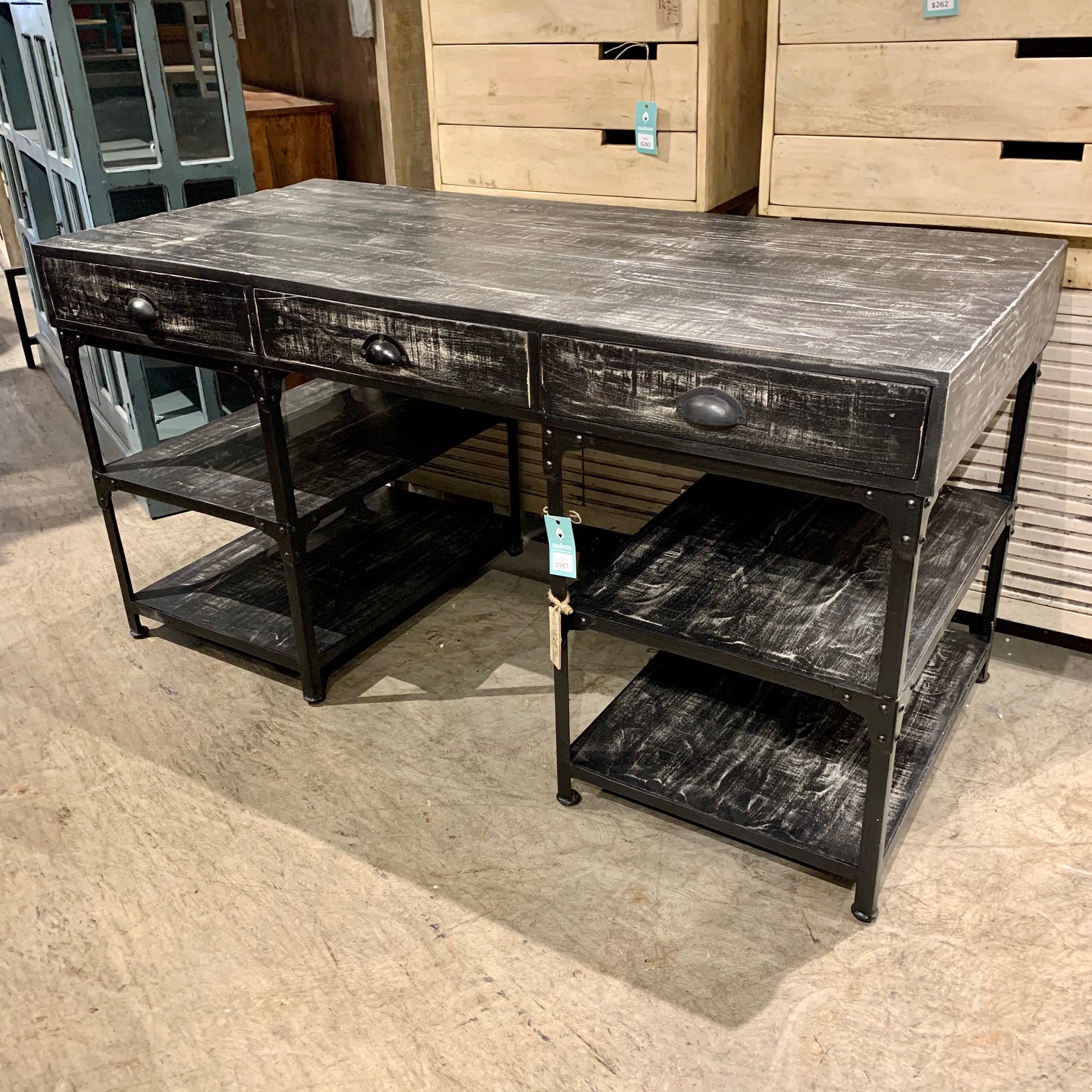 Iron and Wood Desk Nadeau Raleigh