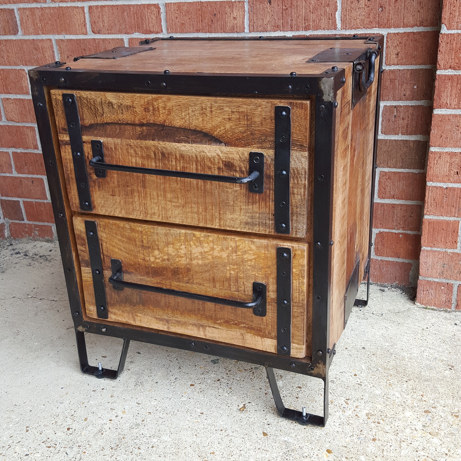 Iron and Wood Bedside Table Nadeau Memphis